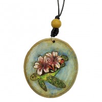 Colar de Madeira Tartaruga e Flor