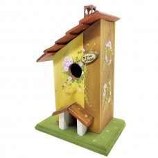 Casa para Passarinho com Chaminé Marrom e Creme
