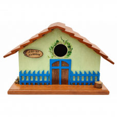 Casa para Passarinho Comprida Branca e Azul