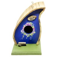 Casa para Passarinho Gota G Azul com Flores
