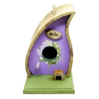 Casa para Passarinho Gota G Lilás com Flores