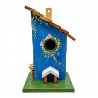 Casa para Passarinho com Chaminé Azul