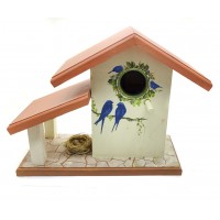 Casa para Passarinho com Varanda Pássaros Azuis