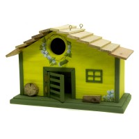 Casa para Passarinho Celeiro Amarelo e Verde
