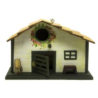 Casa para Passarinho Celeiro Verde e Branco
