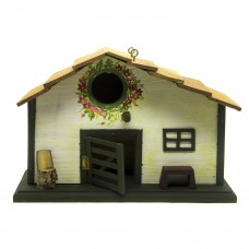 Casa para Passarinho Celeiro Verde e Branco