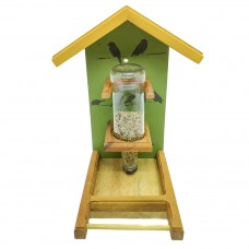 Comedouro Garrafa para Pássaros com Pássaros Pretos