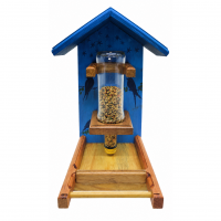 Comedouro Garrafa para Pássaros com Pássaros Azuis