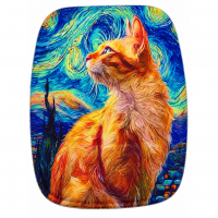Mouse Pad Gato Laranja na Noite Estrelada