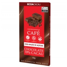 Tablete de chocolate 70% Cacau com Café e Zero Adição de Açúcares