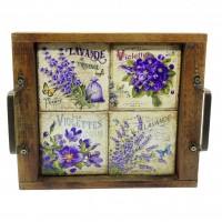 Bandeja Azulejos Lavanda e Violeta Lavabo Quadrada