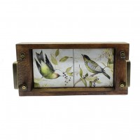 Bandeja Azulejos Pássaros Verde Lavabo P