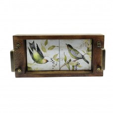 Bandeja Azulejos Pássaros Verde Lavabo P