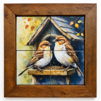 Quadro Azulejo Pardal Quadro Azulejo Pardal