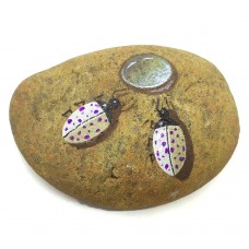 Pedra Pintada Besouros Brancos com Gota Pedra Pintada Besouros Brancos com Gota