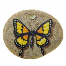 Pedra Pintada Borboleta Amarela