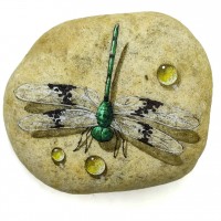 Pedra Pintada Libélula Verde