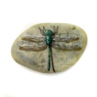 Pedra Pintada Libélula Verde